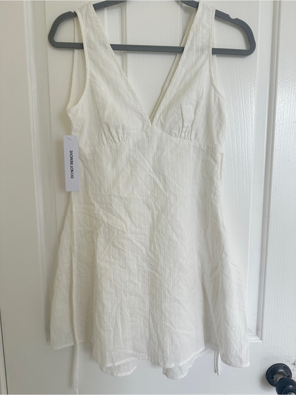 Princess Polly White V-Neck Ribbed Mini Dress - Picture 2 of 4